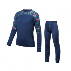 dětský set spodního prádla Sensor Merino, deep blue/floral