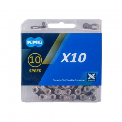 řetěz KMC X10, 114 článků, spojka, silver/black,  10sp.